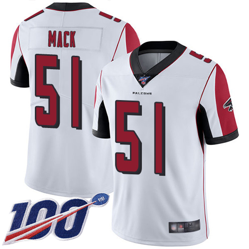 Atlanta Falcons Limited White Men Alex Mack Road Jersey NFL Football #51 100th Season Vapor Untouchable